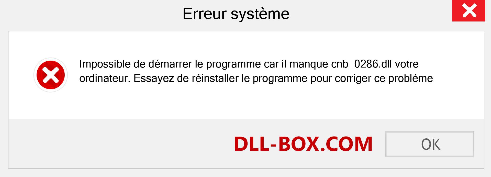 Le fichier cnb_0286.dll est manquant ?. Télécharger pour Windows 7, 8, 10 - Correction de l'erreur manquante cnb_0286 dll sur Windows, photos, images